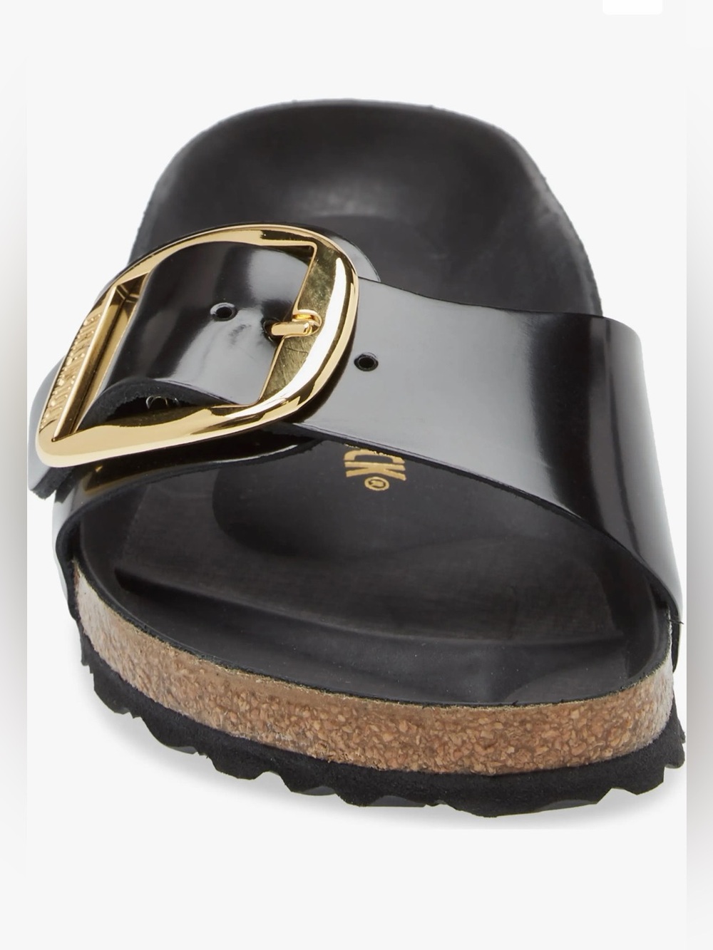 Birkenstock Black Madrid Patent Slide with Gold Buckle- Size 39 - Picture 2 of 8